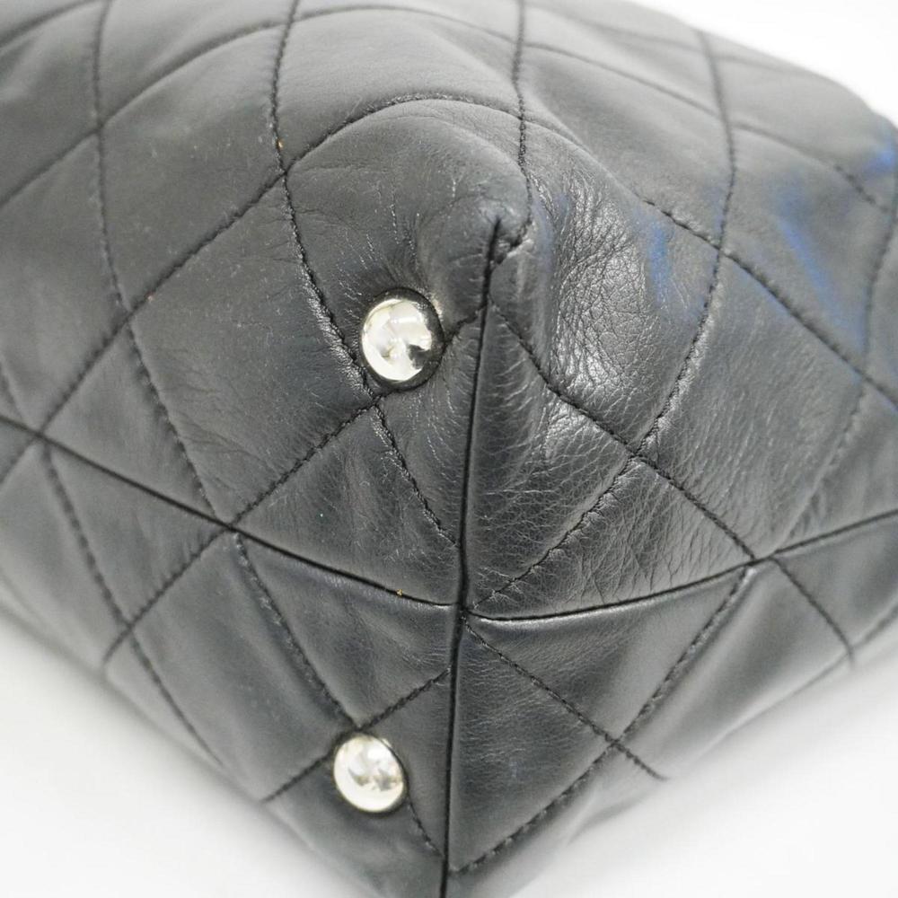 CHANEL Tote Bag Matelasse Chain Shoulder Lambskin Black Silver Hardware Women's - Picture 6 of 10
